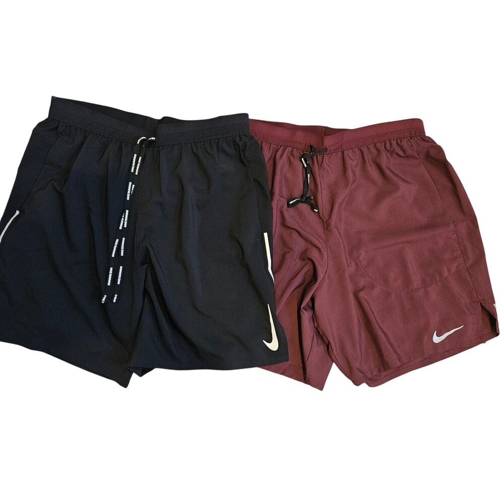 Bundle (2) Nike Dri-FIT Flex Stride 5" Men Medium Running Shorts Maroon & Black